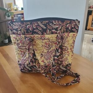 Vera Bradley Black and Cream Leafy Tote
